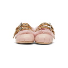 Miu Miu Pink Shearling Double Buckle Ballerina Flats