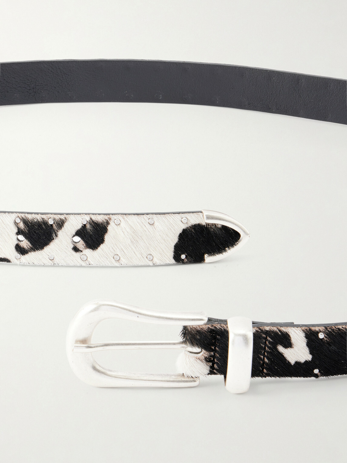SECOND / LAYER - The Doc 2cm Studded Calf Hair Belt - White
