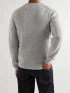 TOM FORD - Ribbed Cashmere and Linen-Blend Henley Sweater - Gray