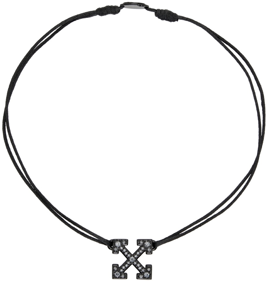 Off-White Black Crystal Arrow Choker Necklace