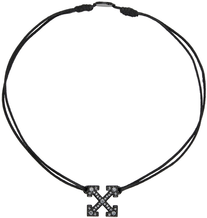 Photo: Off-White Black Crystal Arrow Choker Necklace