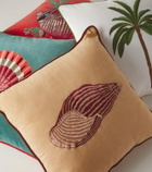 Les-Ottomans Embroidered cotton velvet cushion