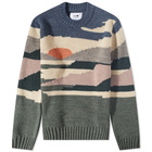 NN07 Men's Jason Intarsia Landscape Crew Knit in Multi