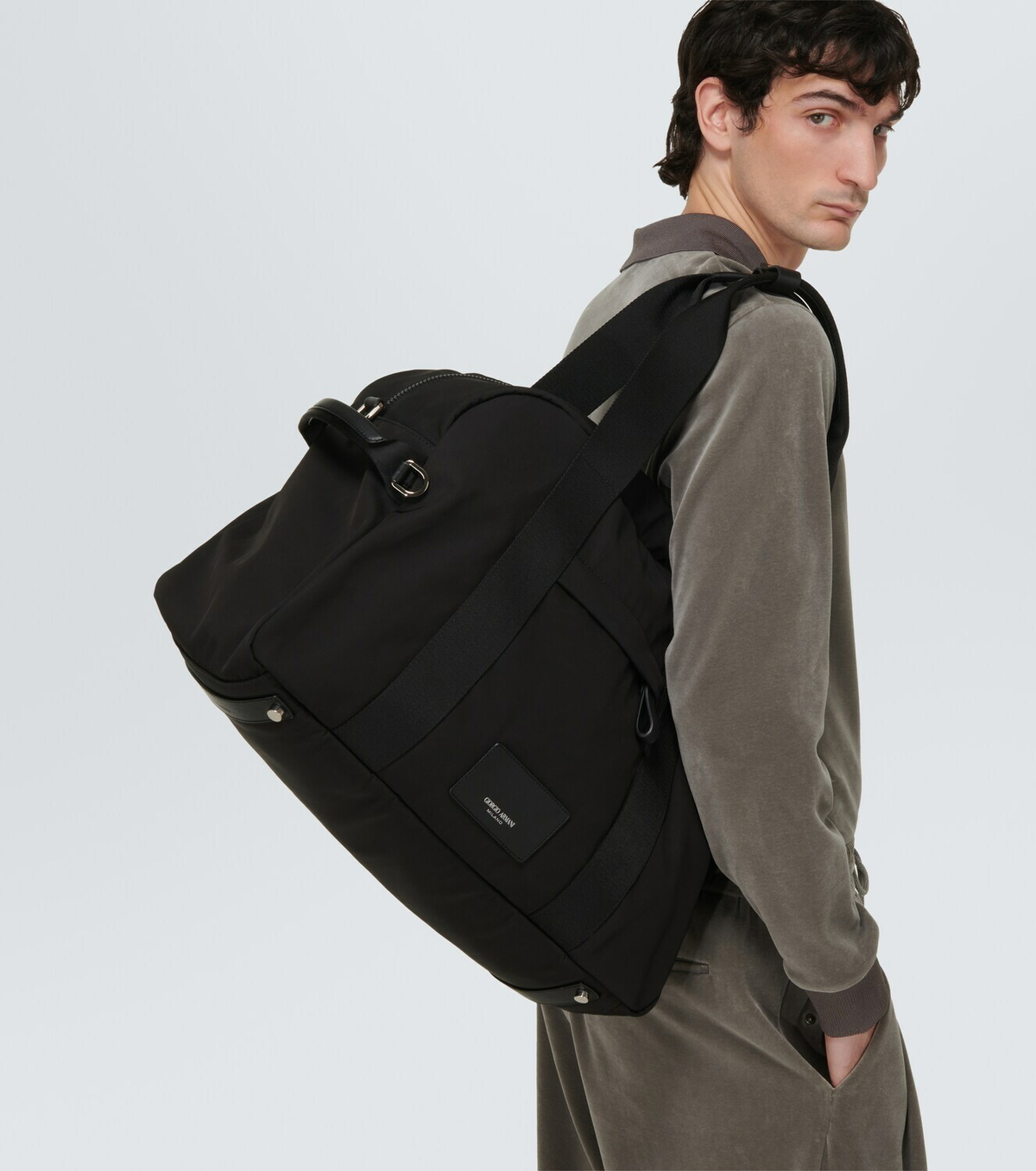 Giorgio Armani Leather-trimmed duffel bag Giorgio Armani