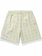 Acne Studios - Rong Logo-Appliquéd Checked Organic Cotton-Flannel Drawstring Shorts - Orange