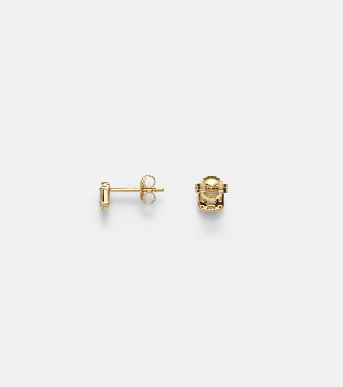 Stone and Strand Shield Of Strength 14kt gold earrings with diamonds and aquamarine