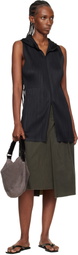 PLEATS PLEASE ISSEY MIYAKE Black Monthly Colors April Hooded Long Vest