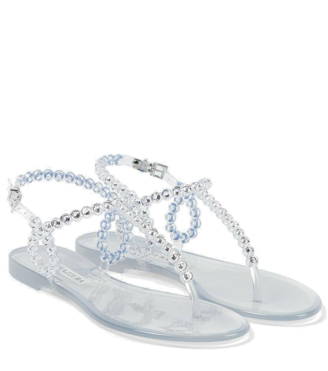 【Aquazzura】Almost Bare レザーサンダル ストライプ柄 AQUAZZURA Almost Bare striped leather sandals | NET-A-PORTER