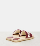 Gucci Logo embroidered raffia espadrille slides
