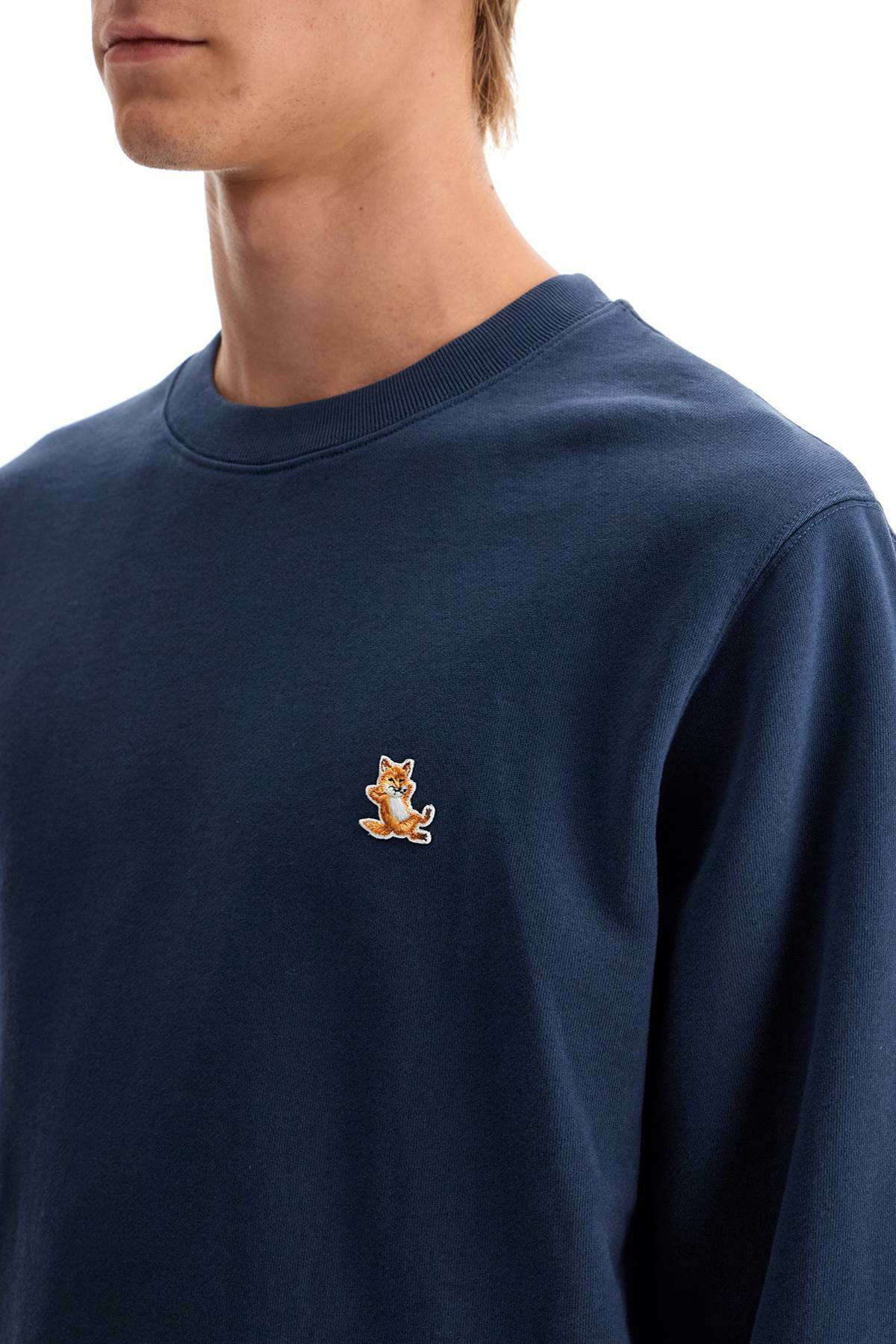 【Maison Kitsune】Unisex Chillax Fox Patch Sweatshirt_Blue MAISON KITSUNE 'chillax fox patch sweat Blue Maison Kitsune