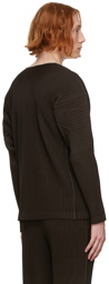 Homme Plissé Issey Miyake Brown Color Pleats Long Sleeve T-Shirt