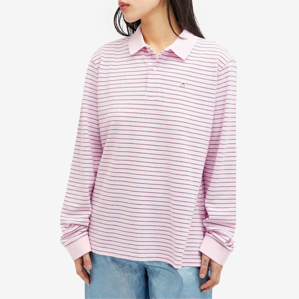 Saks Potts Women's Serena Polo Shirt in Berry Stripe Saks Potts