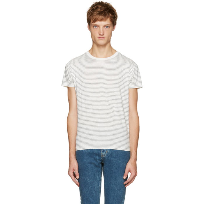 Photo: Saint Laurent White and Black Striped T-Shirt