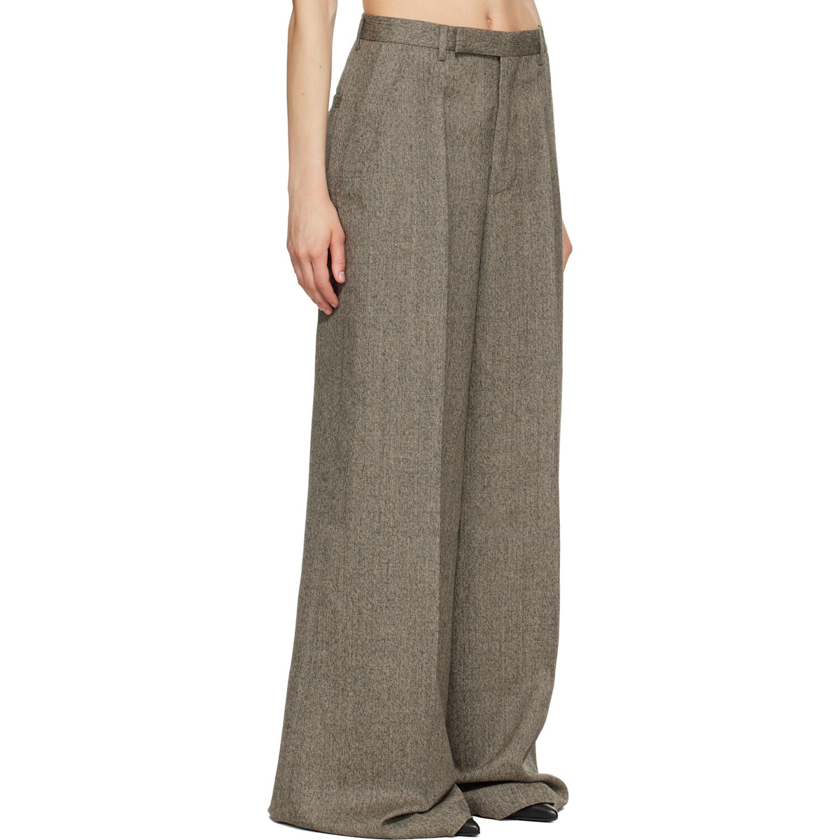 Rick Owens Beige Tower Wide Tailored Trousers