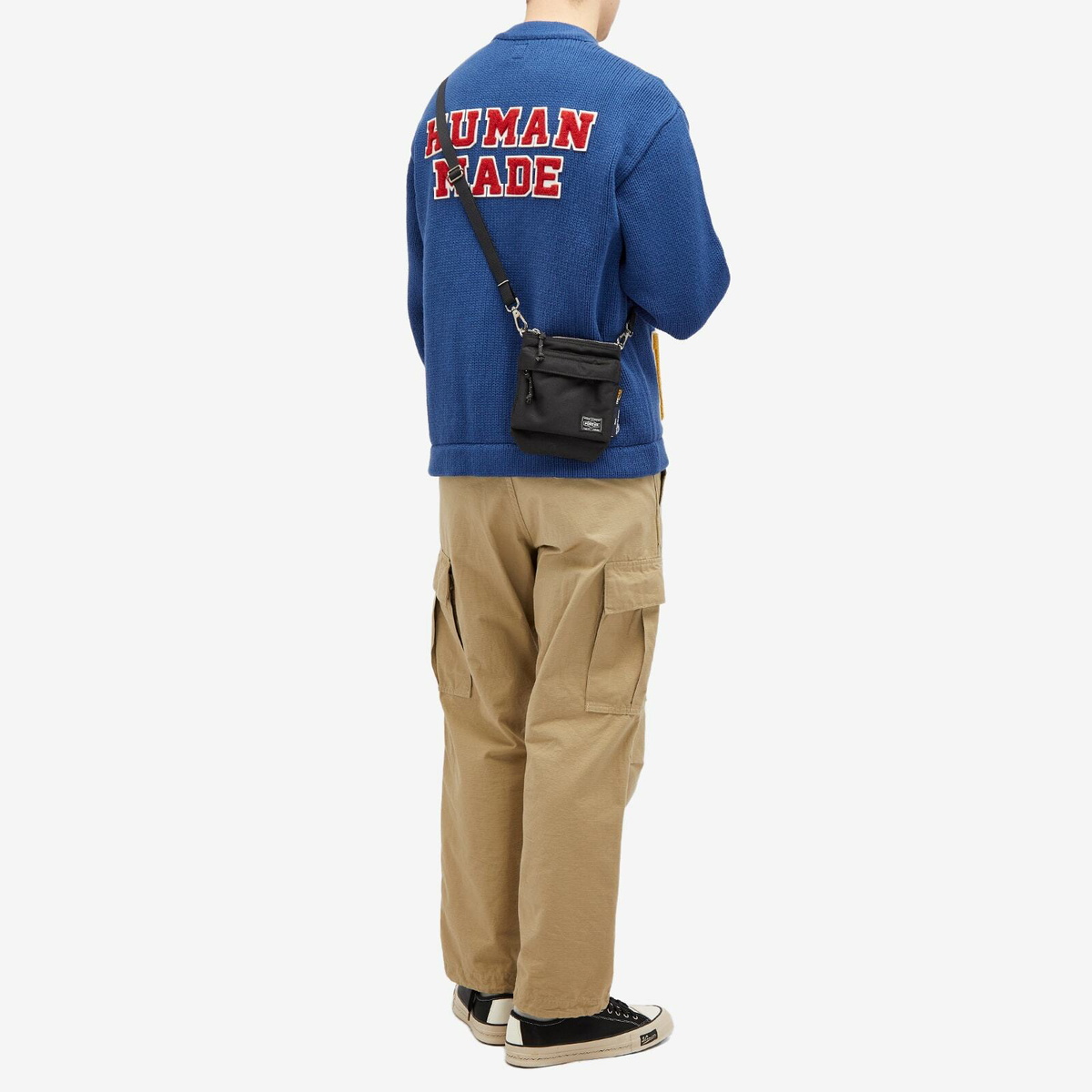 美品 HUMAN MADE Knit College Cardigan XL Human Made Men's Knitted College Cardigan in Blue Human Made