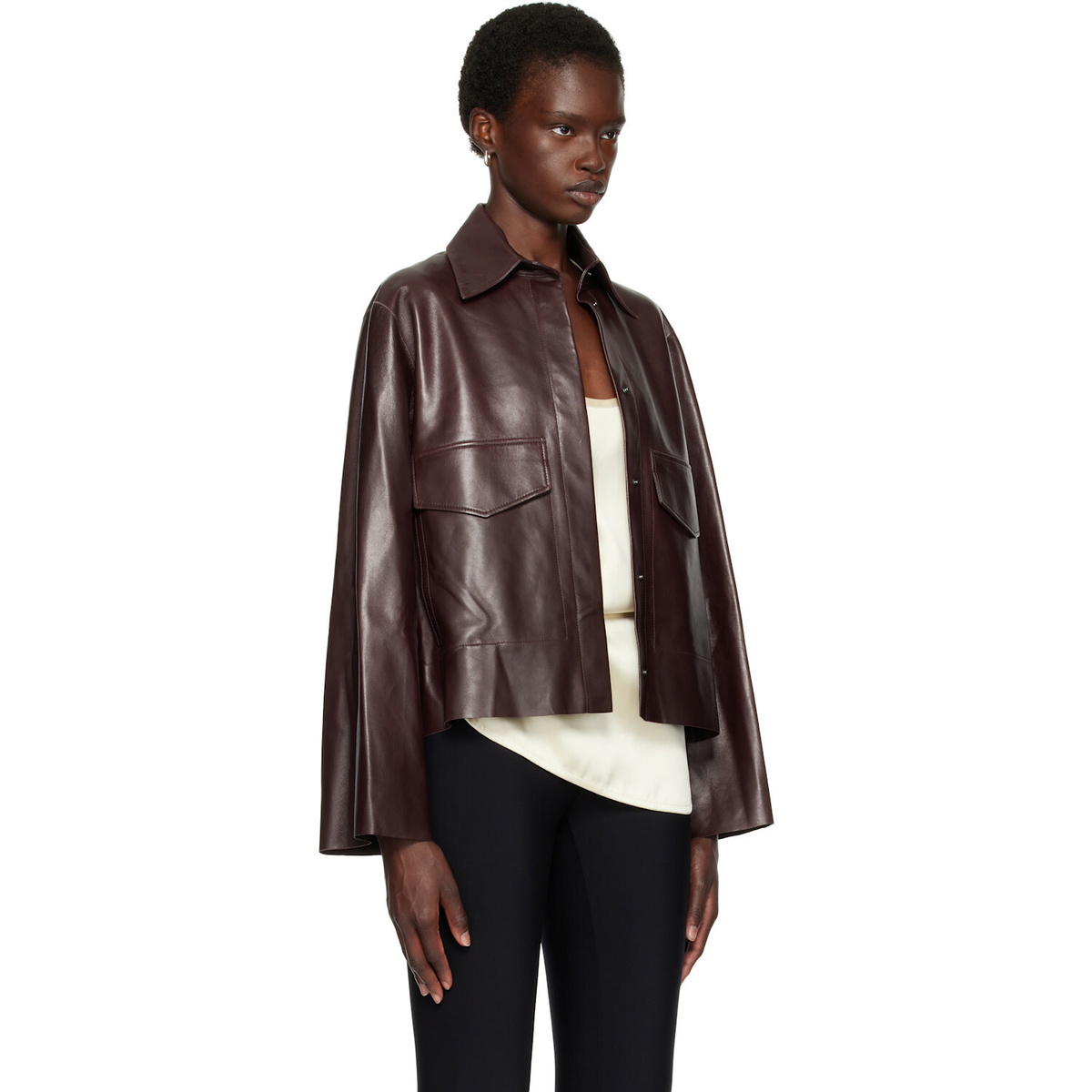 Nour Hammour Brown Darcy Leather Jacket