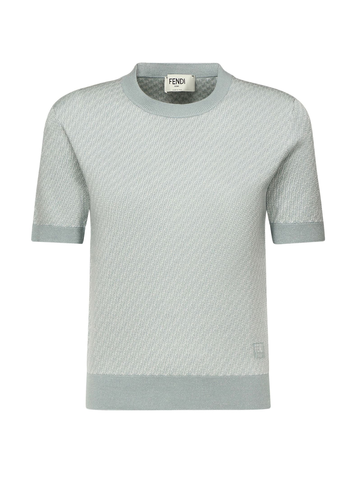 Tシャツ・カットソー FENDI RIBBED KNIT T-SHIRT WITH LOGO FENDI - Logo Cotton T-shirt Fendi