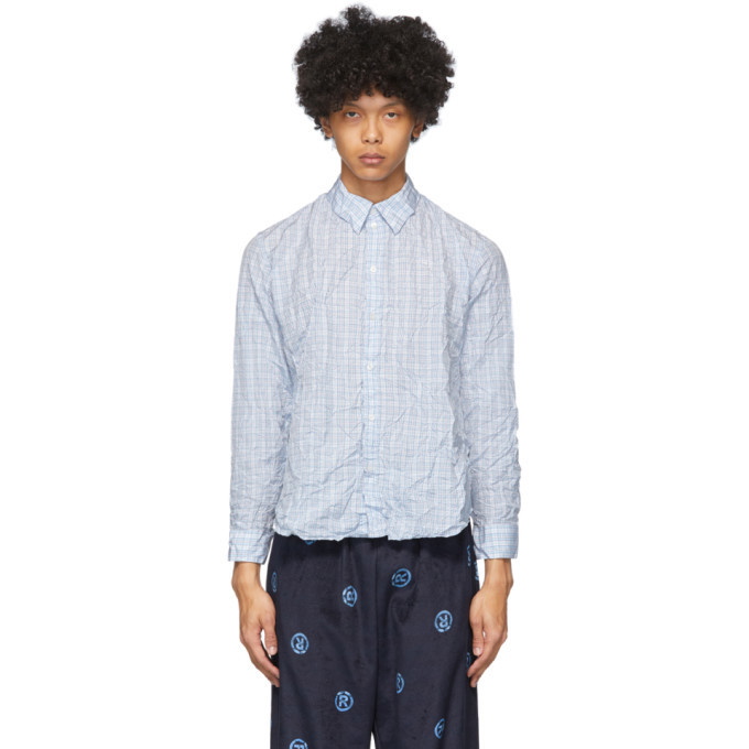 Photo: Martine Rose Blue and White Check Crinkled Classic Shirt