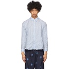 Martine Rose Blue and White Check Crinkled Classic Shirt