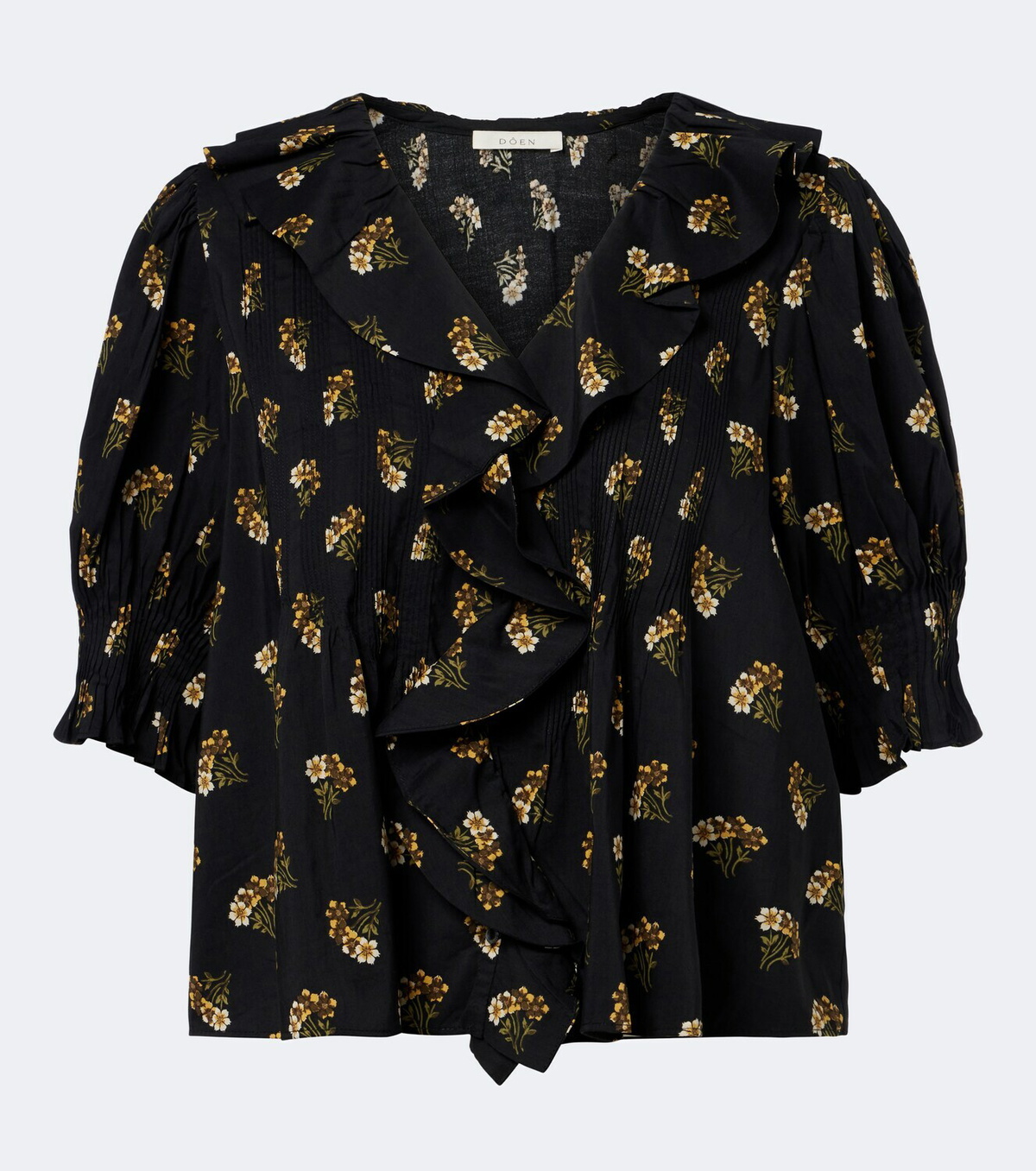 Dôen Henri floral ruffled cotton-blend blouse