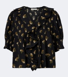 Dôen Henri floral ruffled cotton-blend blouse