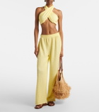 Jade Swim Aylin halterneck seersucker crop top