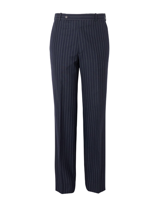 Photo: Husbands - Straight-Leg Pinstriped Wool Suit Trousers - Blue