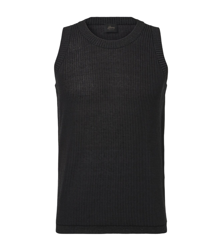 Photo: Brioni Ribbed-knit cotton, linen, and silk tank top