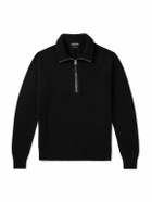 TOM FORD - Wool and Cashmere-Blend Half-Zip Rollneck Sweater - Black