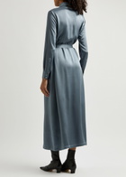 Herno Belted Satin Midi Shirt Dress Blue