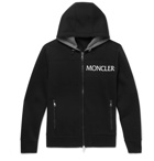 Moncler - Embroidered Cotton-Jersey Zip-Up Hoodie - Men - Black