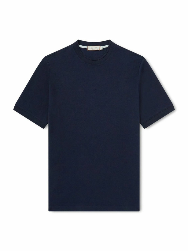Photo: Canali - Cotton-Piqué T-Shirt - Blue