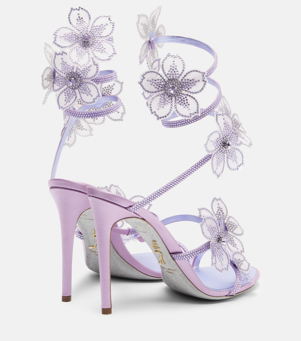 Rene Caovilla Floriane floral-appliqué satin sandals