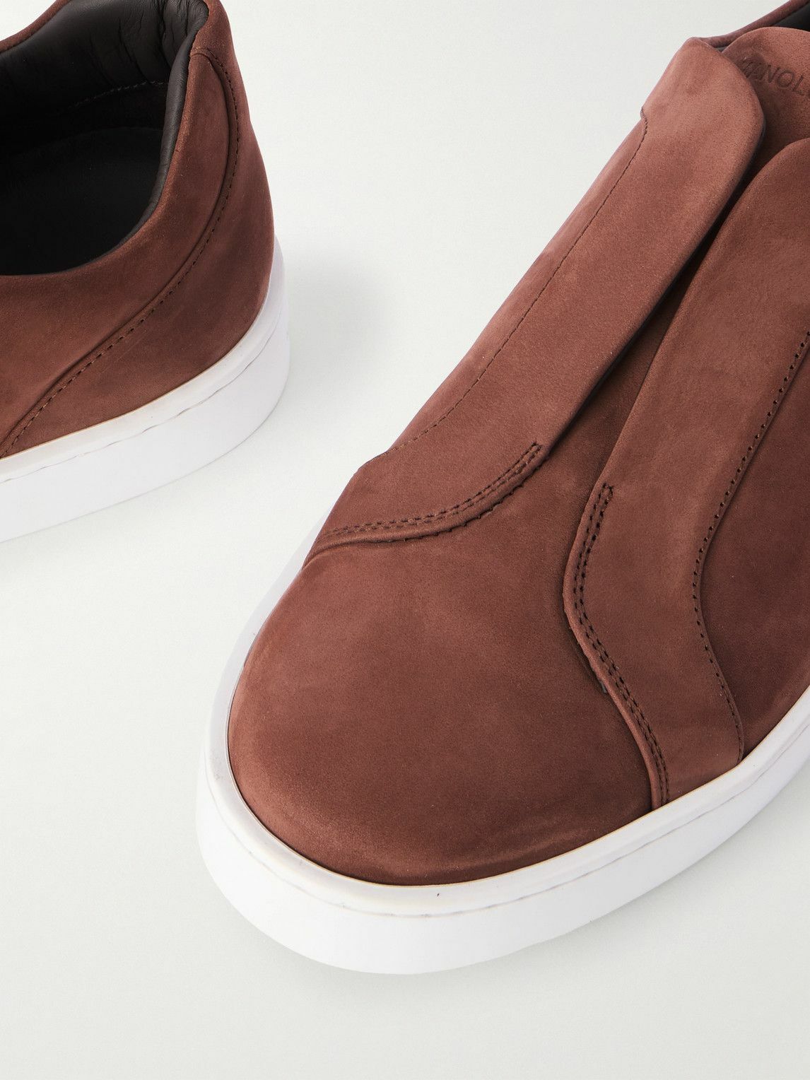 Manolo Blahnik - Agilio Nubuck Slip-On Sneakers - Brown
