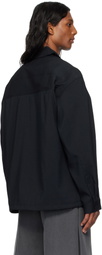 Solid Homme Black Half Zip Up Band Neck Sweatshirt