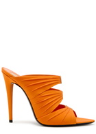 Saint Laurent Emilie 110 Ruched Satin Sandals Orange