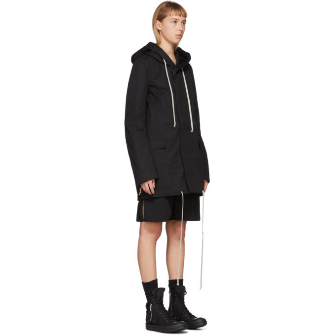 Rick Owens Drkshdw Black Short Fishtail Parka Rick Owens Drkshdw