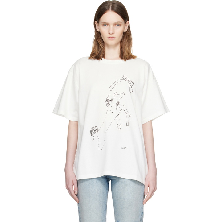 Photo: MM6 Maison Margiela Off-White Horse Print Cotton T-shirt