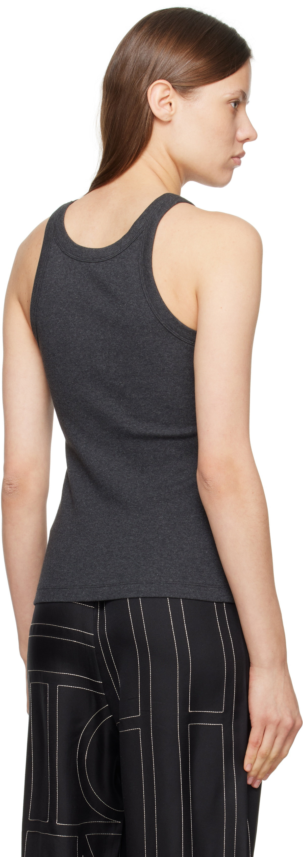 TOTEME Gray Curved Rib Tank Top Toteme