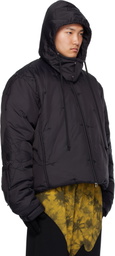 KUSIKOHC Black Flower Puffer Bomber Jacket