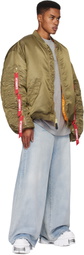 VETEMENTS Khaki Alpha Industries Edition Cargo Reversible Bomber Jacket