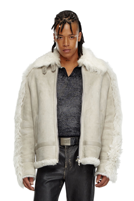 Photo: Diesel Shearling jacket - Leather jackets Mens in Grey