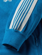 Needles - RC Logo-Embroidered Stripe-Trimmed Cotton-Blend Velour Track Jacket - Blue