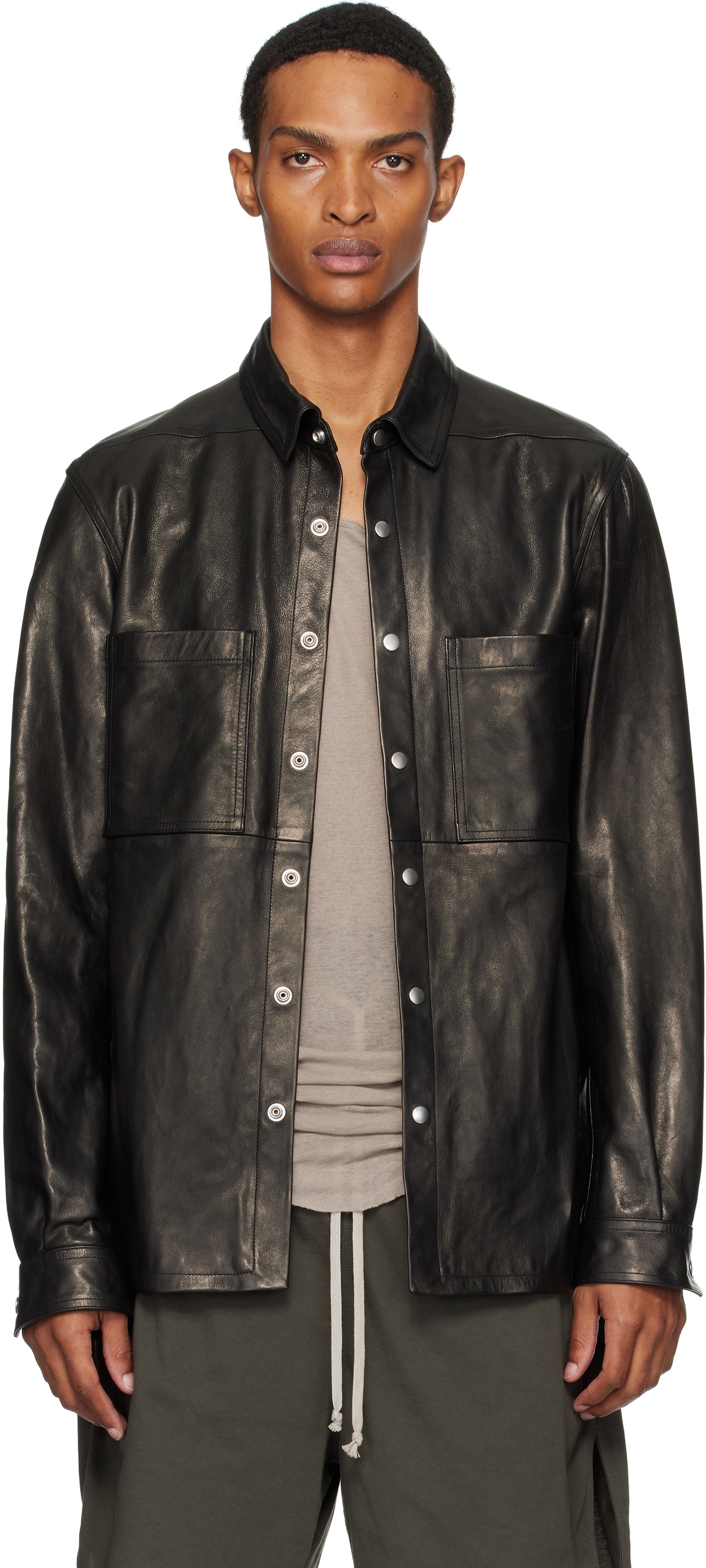 ジャケット・アウター RICK OWENS / NS JUMBO TATLIN JKT Rick Owens Black Jumbo Tatlin Leather Jacket Rick Owens
