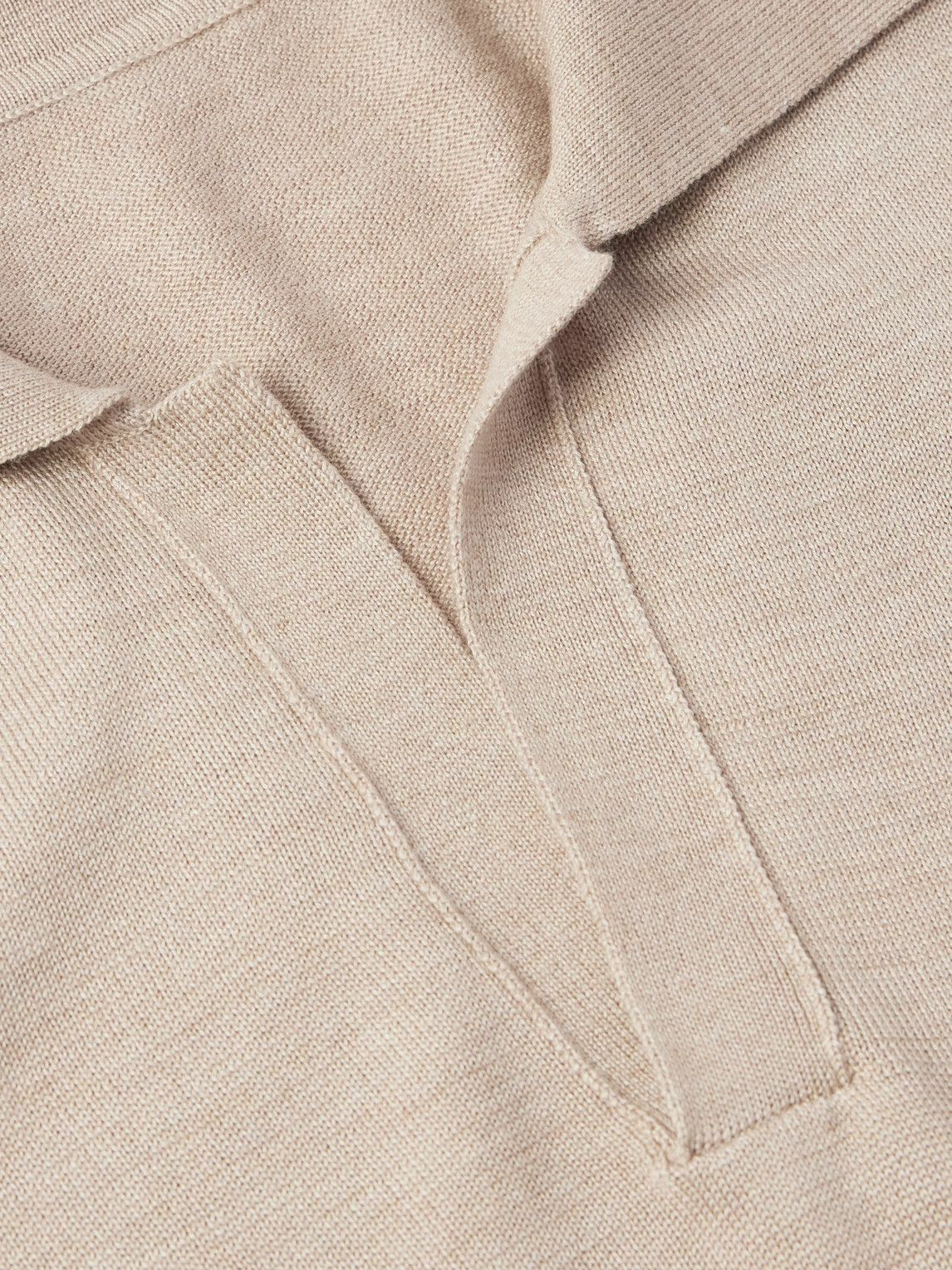 Stòffa - Wool and Silk-Blend Polo Shirt - Neutrals