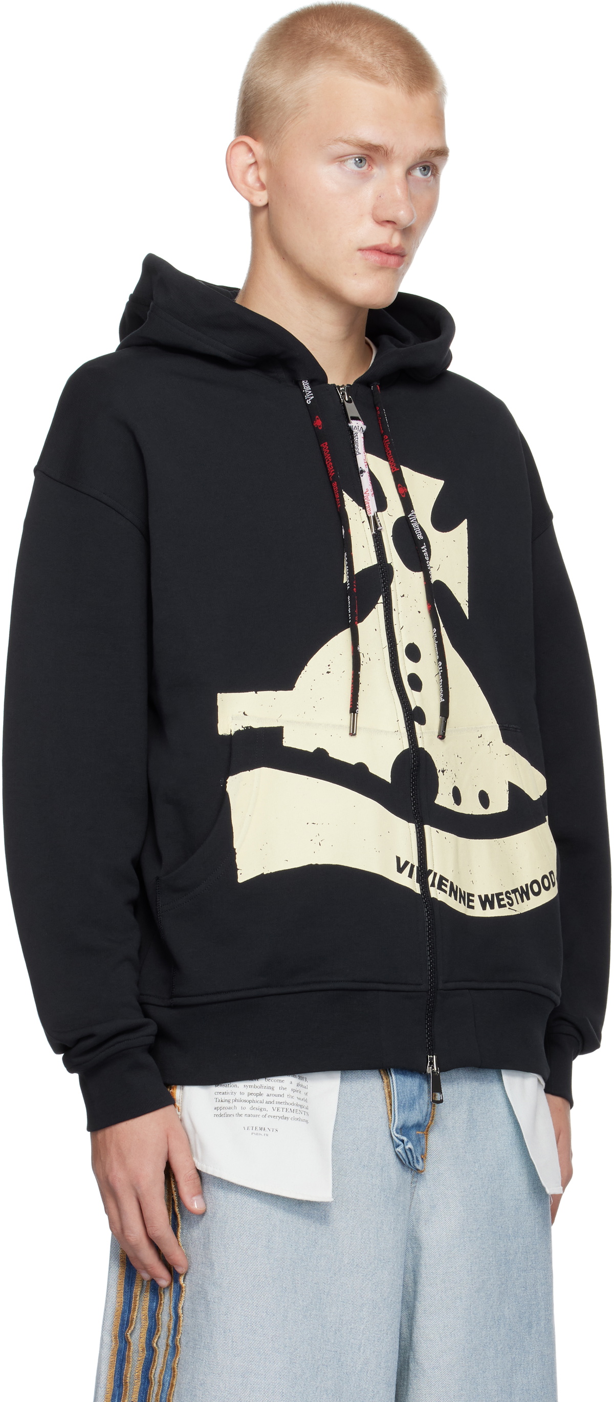 Vivienne Westwood Navy Sunken Orb Zip Hoodie Vivienne Westwood
