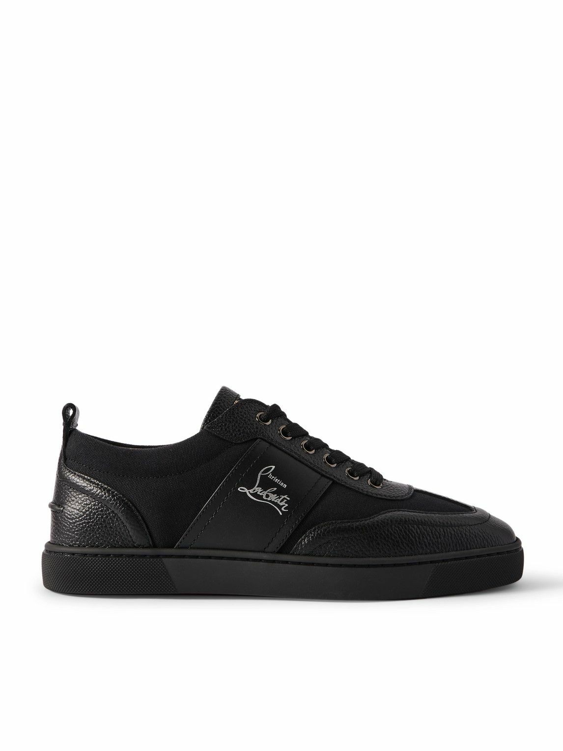 【Christian Louboutin】 Happyrui leather-trimmed sneakers Happyrui leather-trimmed sneakers in black - Christian