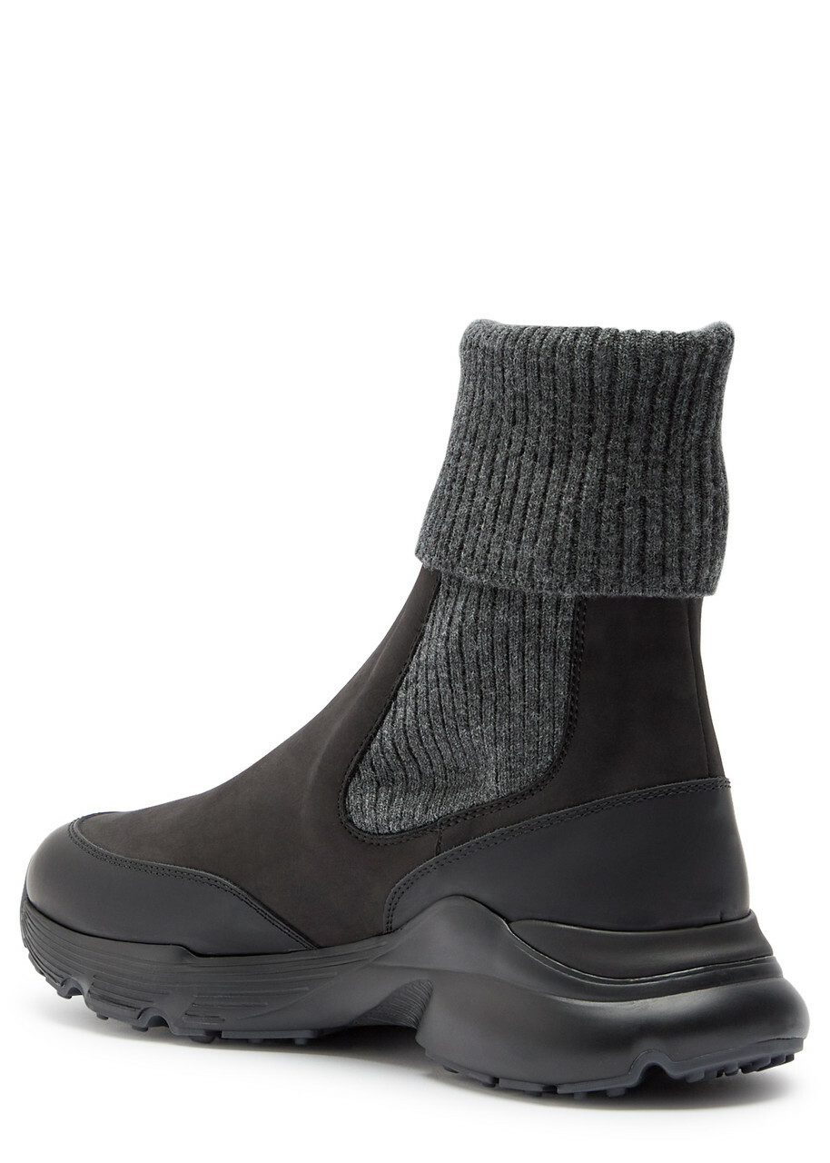 Tods Sport Run Nubuck Ankle Boots Black Grey