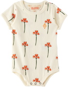 The Animals Observatory Baby Off-White Carnations Chimpanzee Bodysuit