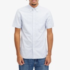 Beams Plus Men's Button Down Short Sleeve Shirt in Blue Candy Stripe